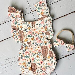 Baby Girl Highland Cow Romper